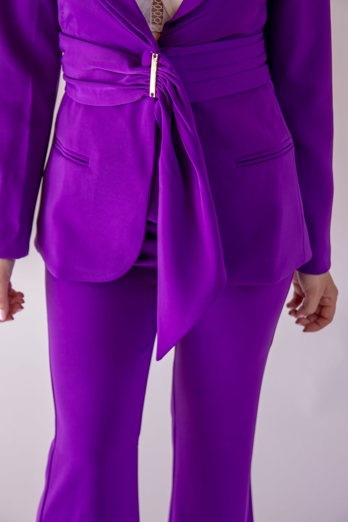 Purple Statement Blazer Set – Elegant Women Suit | Maelia