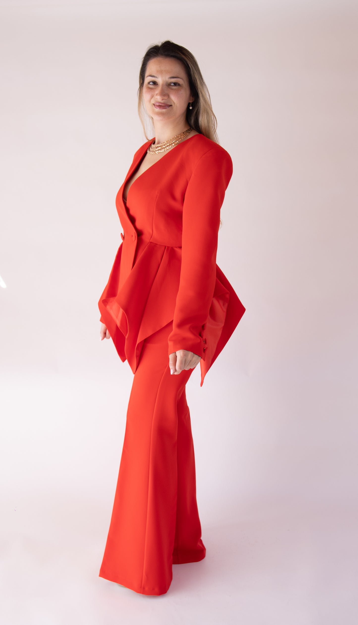 Red Power Suit for Women – Elegant Tailored Set | Maelia