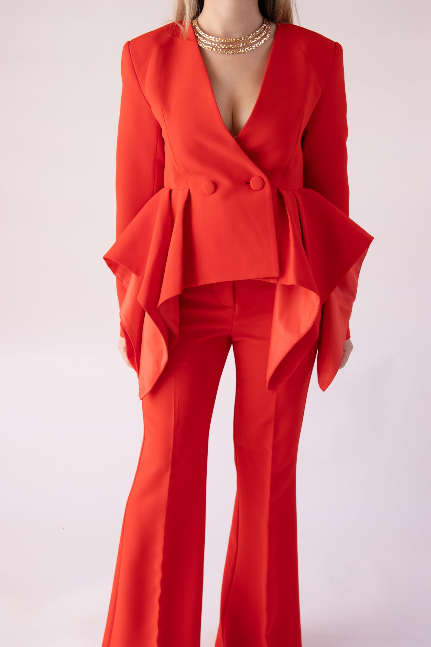 Red Power Suit for Women – Elegant Tailored Set | Maelia