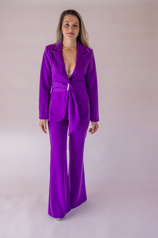 Purple Statement Blazer Set – Elegant Women Suit | Maelia